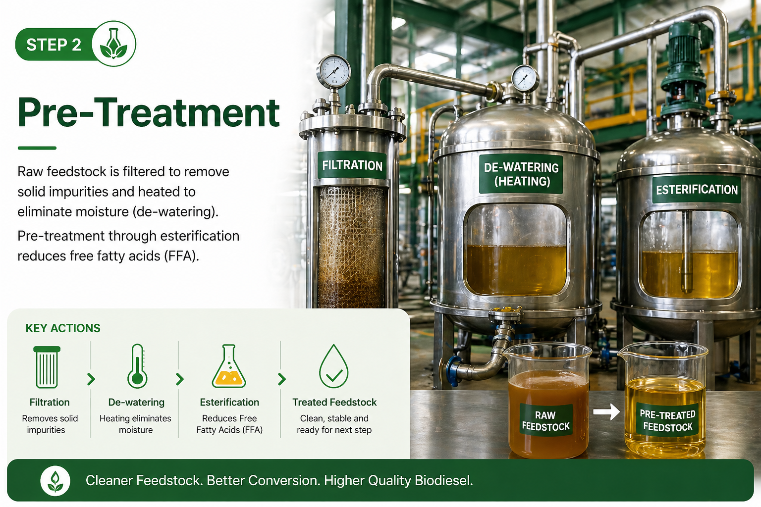 Pre-treatment process for biodiesel production